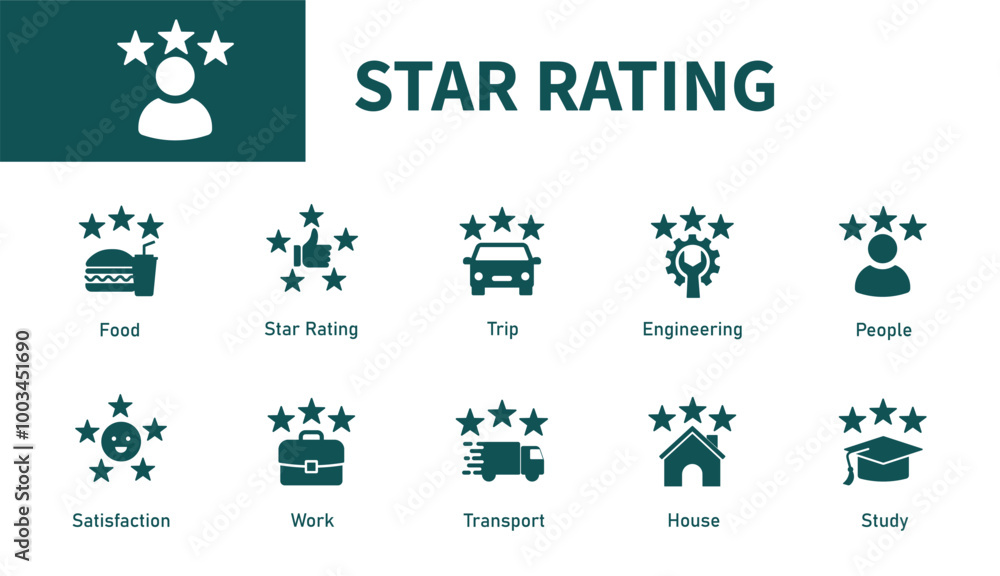 Star rating icon. Set of solid vector symbols on quality management, customers, reviews, satisfaction, likes. Star rating icon. Set of solid vector symbols on quality management, customers, reviews, satisfaction, likes.
