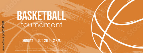 Basketball sport league flyers, invitation on basketball tournament. vintage grunge cards with ball and competition announcement. College game. vector championship card.