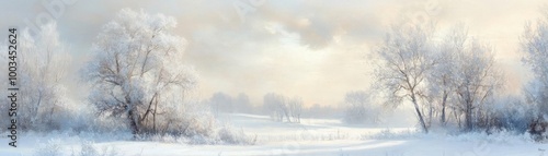 Wallpaper Mural Serene winter landscape featuring frosty trees, soft sunlight, and a tranquil snowy scene inviting peace and reflection. Torontodigital.ca