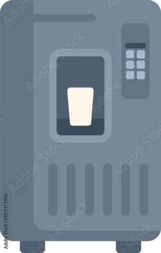 Modern electrical coffee machine dispensing coffee into a paper cup
