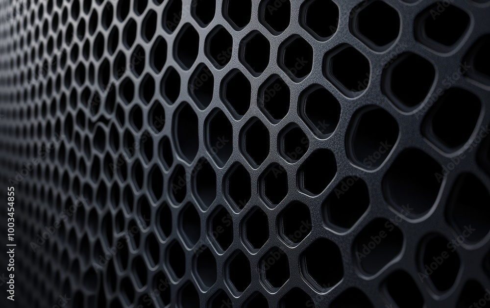 Closeup of a black hexagonal pattern. Closeup of a black hexagonal pattern.