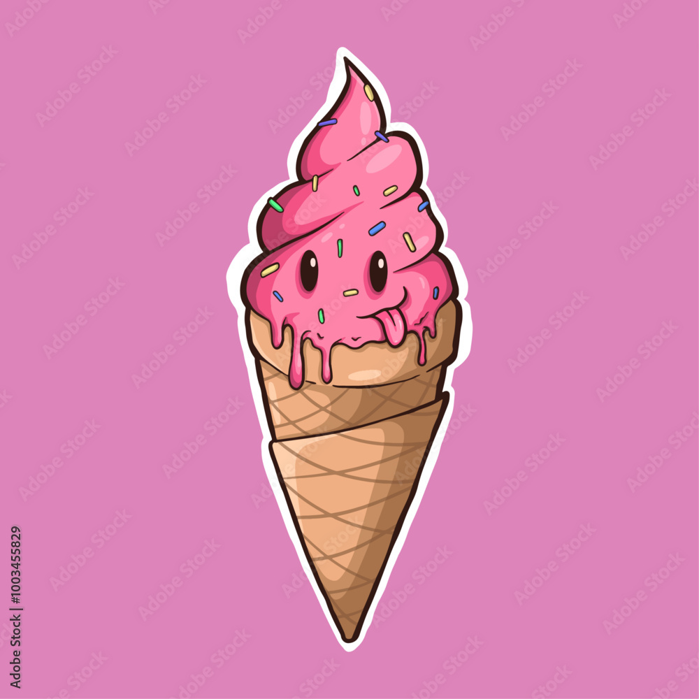 Cute Ice Cream Illustration Cartoon Style Cute Ice Cream Illustration Cartoon Style