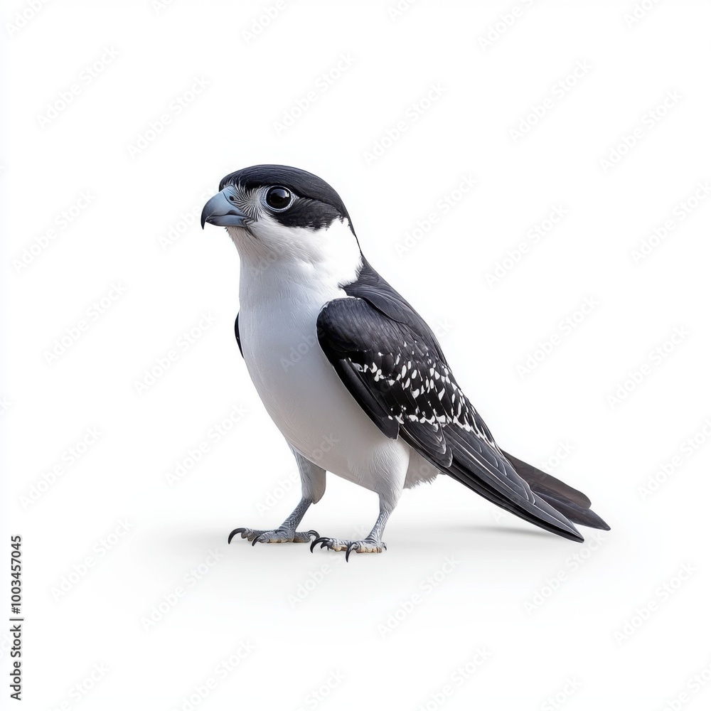 Fototapeta premium Elegant Black and White Bird on White Background