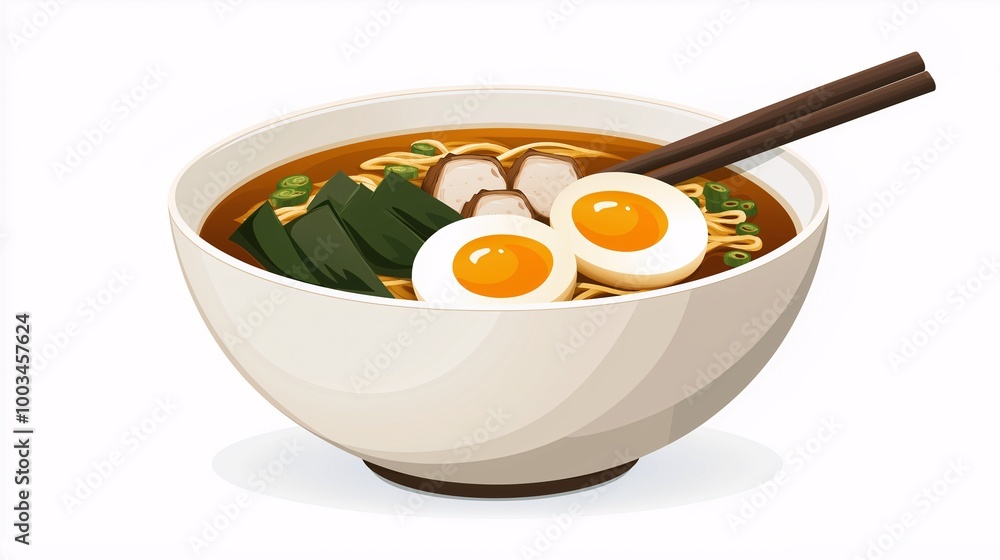 Delicious Ramen Bowl with Eggs and Seaweed Decoration Delicious Ramen Bowl with Eggs and Seaweed Decoration