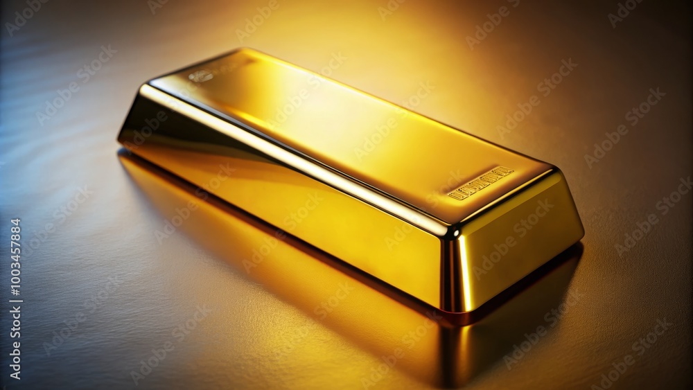 A stunning gold bar gleams on a polished surface, radiating elegance and luxury, capturing attention with its brilliant A stunning gold bar gleams on a polished surface, radiating elegance and luxury, capturing attention with its brilliant