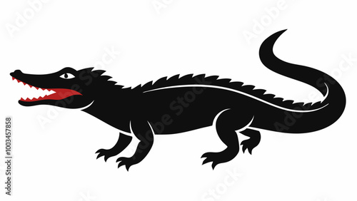 A vector crocodile of a  silhouette with a white background