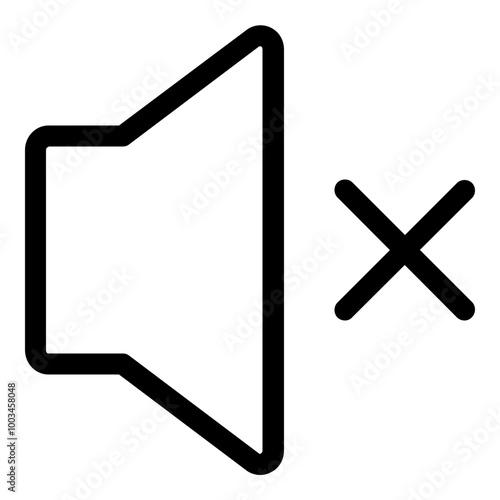 Sound Mute Outline Icon. Simple Volume Speaker Symbol Vector Illustration.