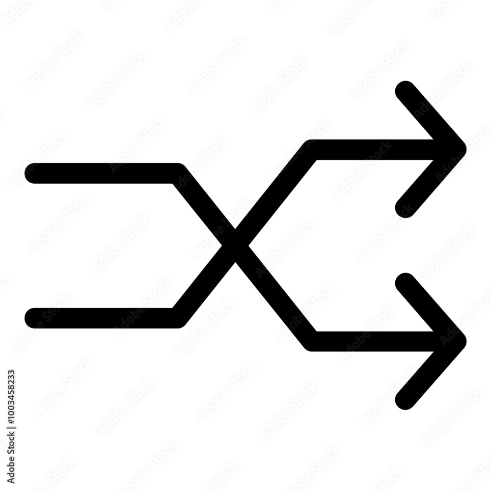 Shuffle Outline Icon. Simple Random Arrow Symbol Vector Illustration. Shuffle Outline Icon. Simple Random Arrow Symbol Vector Illustration.