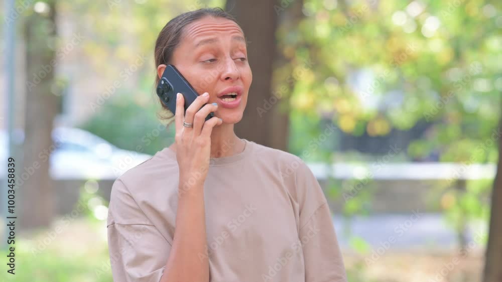 Young Hispanic Woman Talking on phone Outdoor Young Hispanic Woman Talking on phone Outdoor