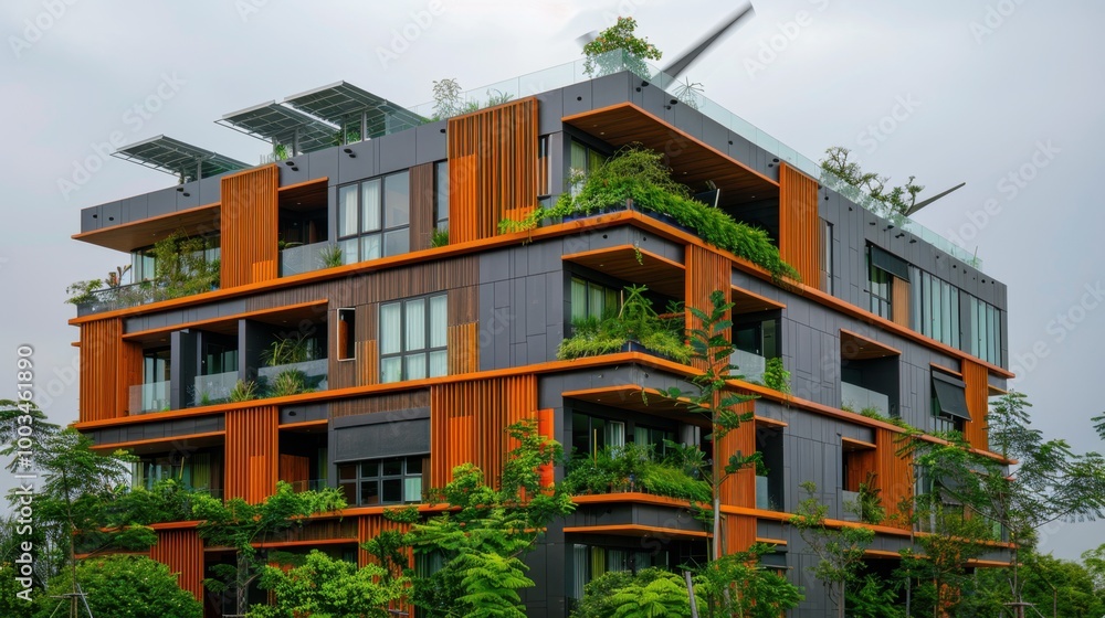 Net-Zero Energy Building: A structure that generates as much renewable energy as it consumes annually, utilizing solar panels, wind turbines, and efficient energy management.
