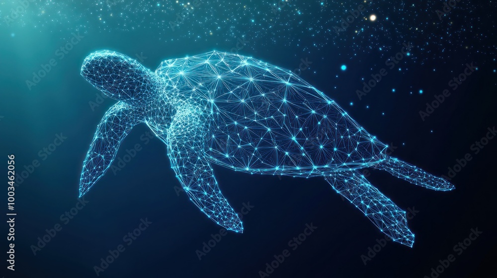 Fototapeta premium Sea Turtle in the Deep Blue