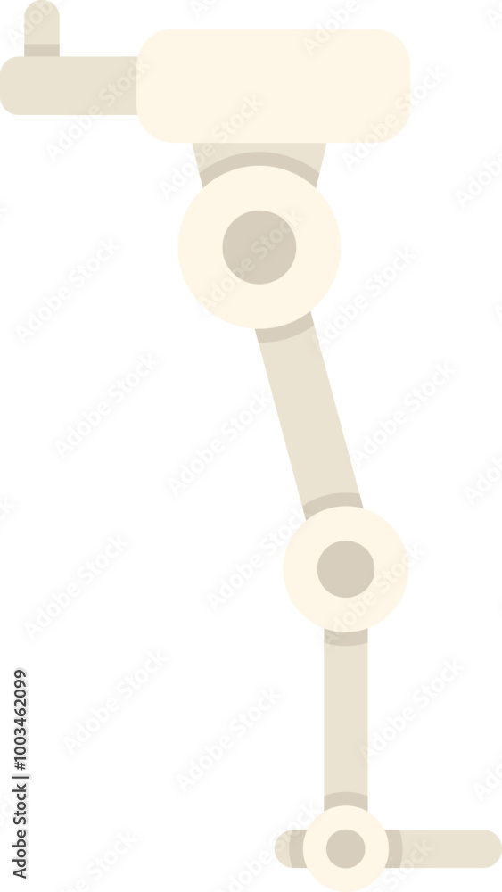 White mechanical robot leg standing still, side view of futuristic mechanism White mechanical robot leg standing still, side view of futuristic mechanism