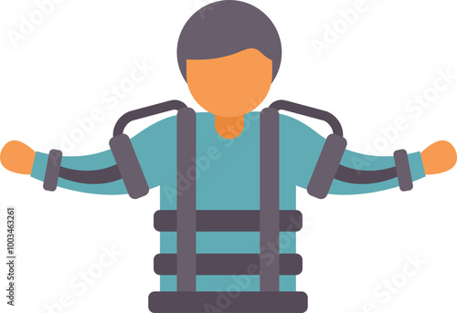 Man is wearing an exoskeleton suit, showcasing the potential of futuristic technology