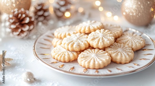 Deliciously styled cookies on a decorative plate, surrounded by festive decorations, perfect for holiday celebrations.