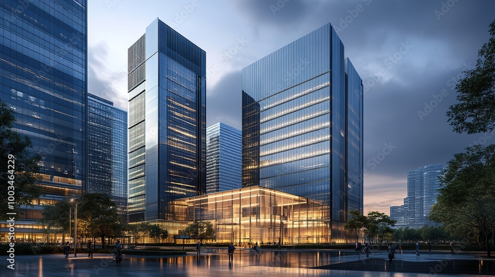 Fototapeta premium Modern Urban Architecture at Dusk