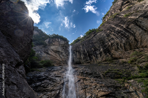 Waterfall in Qinling Mountains, Xi'an, China，waterfall in the forest