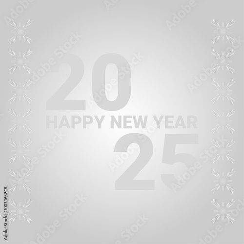 Happy New Year celebration vector card 2025 silver