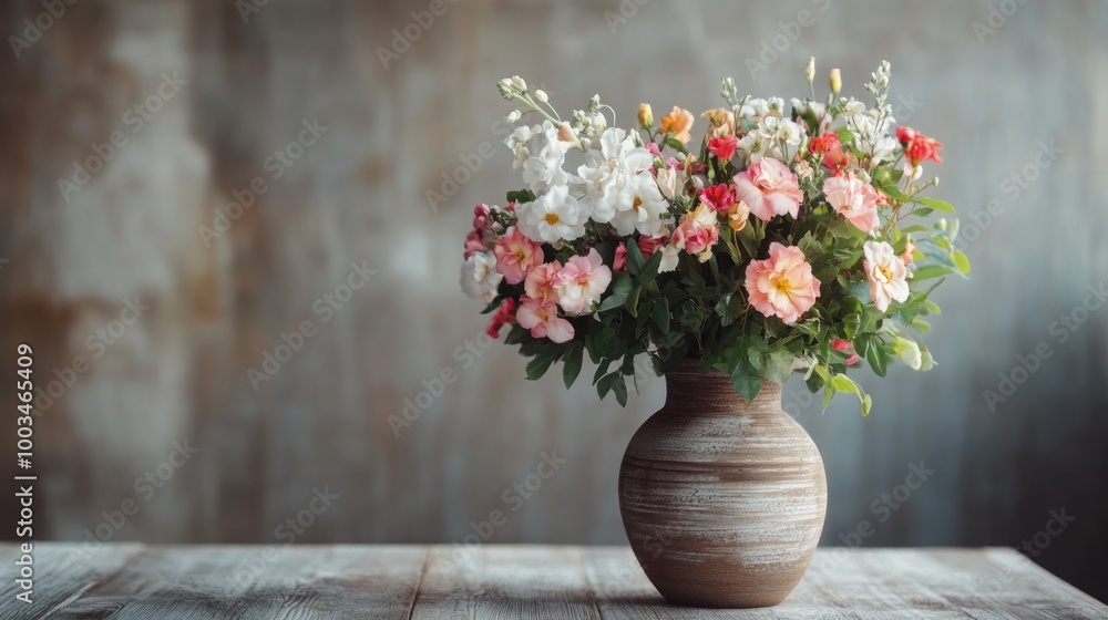 Floral Arrangement in a Rustic Vase Floral Arrangement in a Rustic Vase