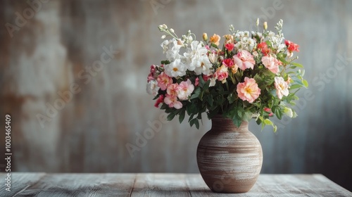 Floral Arrangement in a Rustic Vase