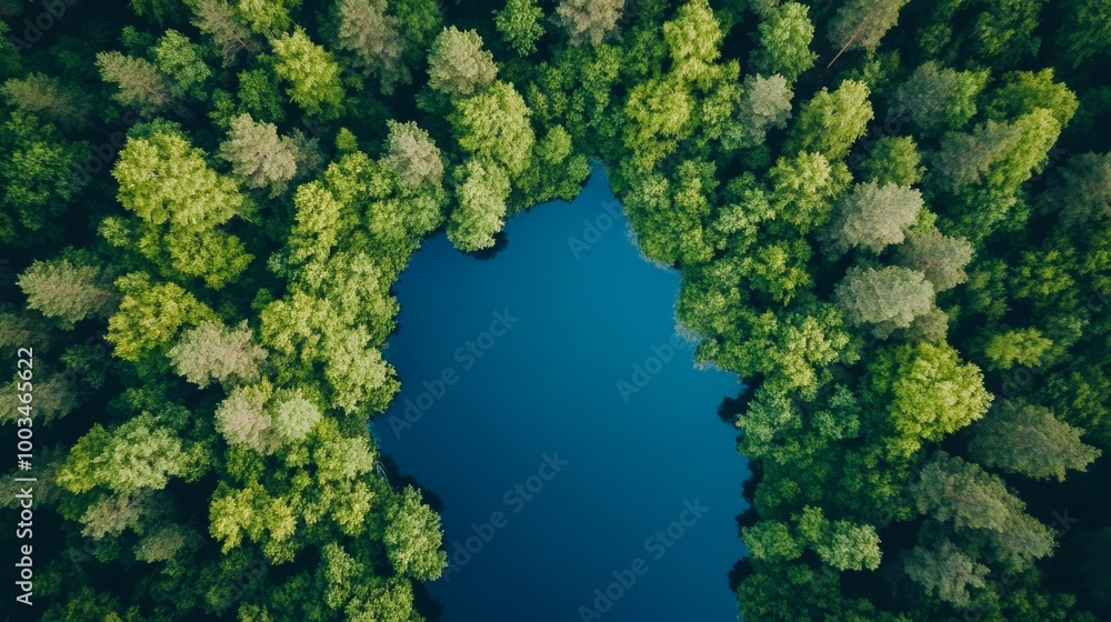 Aerial View of Blue Lake and Green Forests in Finland, Summer Day Aerial View of Blue Lake and Green Forests in Finland, Summer Day