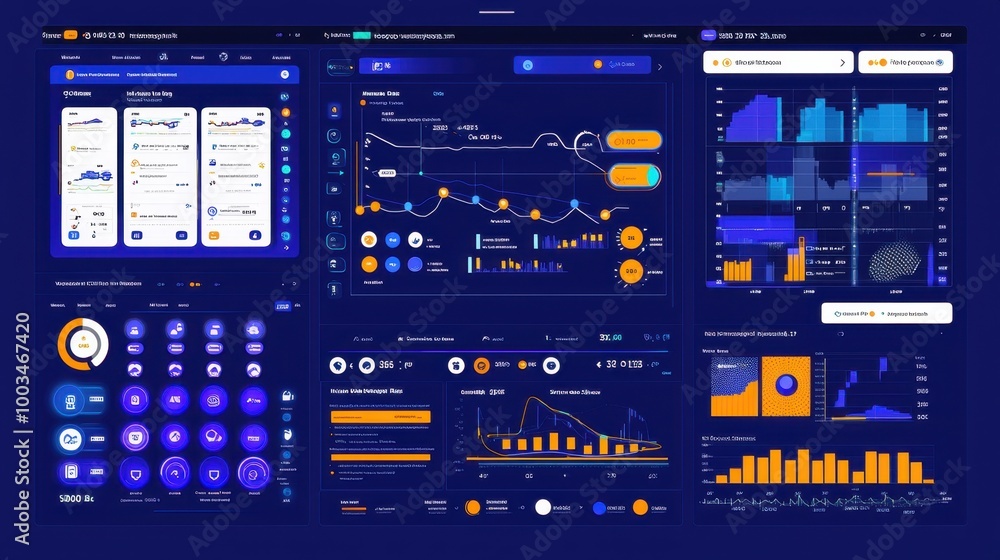 A digital dashboard showing real-time GPS tracking of trucks across a city, with routes, data points, and alerts. A digital dashboard showing real-time GPS tracking of trucks across a city, with routes, data points, and alerts.