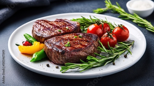 Grilled Steak with Fresh Vegetables and Herbs