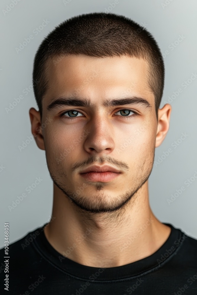 Fototapeta premium Photorealistic Close-Up Portrait of a Young Man