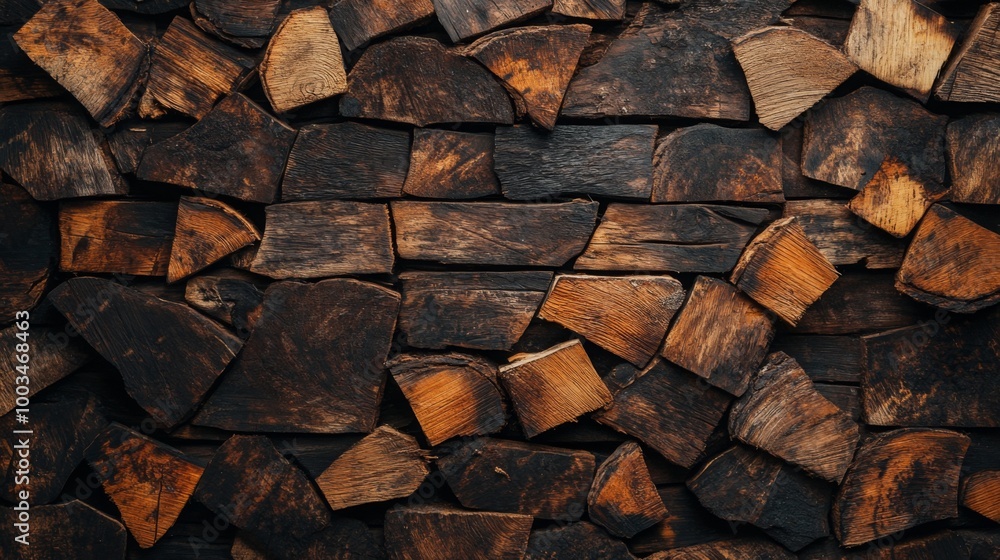 A close-up view of stacked pieces of wood, showcasing rich textures and colors, perfect for rustic themes and backgrounds. A close-up view of stacked pieces of wood, showcasing rich textures and colors, perfect for rustic themes and backgrounds.