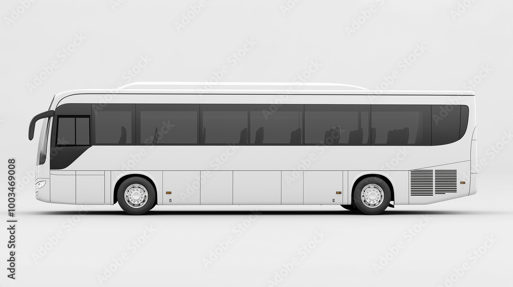 Big white coach bus standing on white background Big white coach bus standing on white background