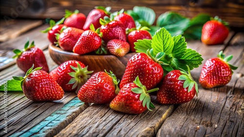 Fresh, vibrant strawberries on a rustic wooden table, perfect for crafting delicious summer recipes and enjoying the