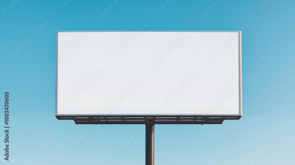 Blank billboard with clear blue sky background for advertising purposes. Blank billboard with clear blue sky background for advertising purposes.