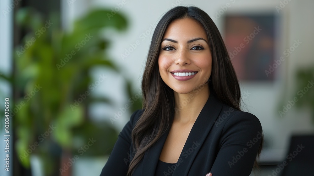 Confident Businesswoman in Modern Office Setting Confident Businesswoman in Modern Office Setting