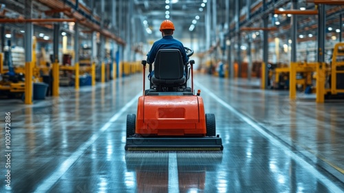 Industrial Floor Cleaning Machine Operator in Factory