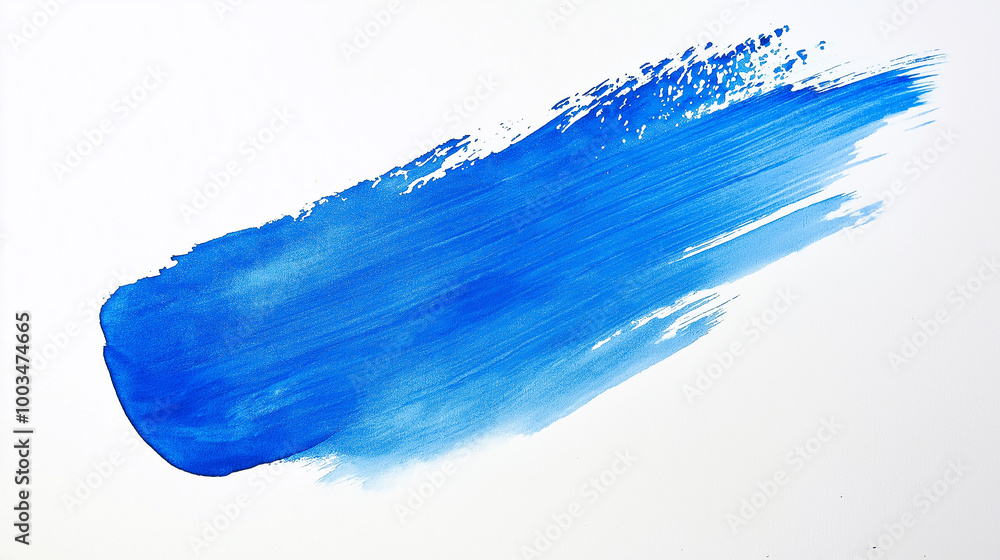 Vivid blue acrylic paint brush stroke on white background Vivid blue acrylic paint brush stroke on white background
