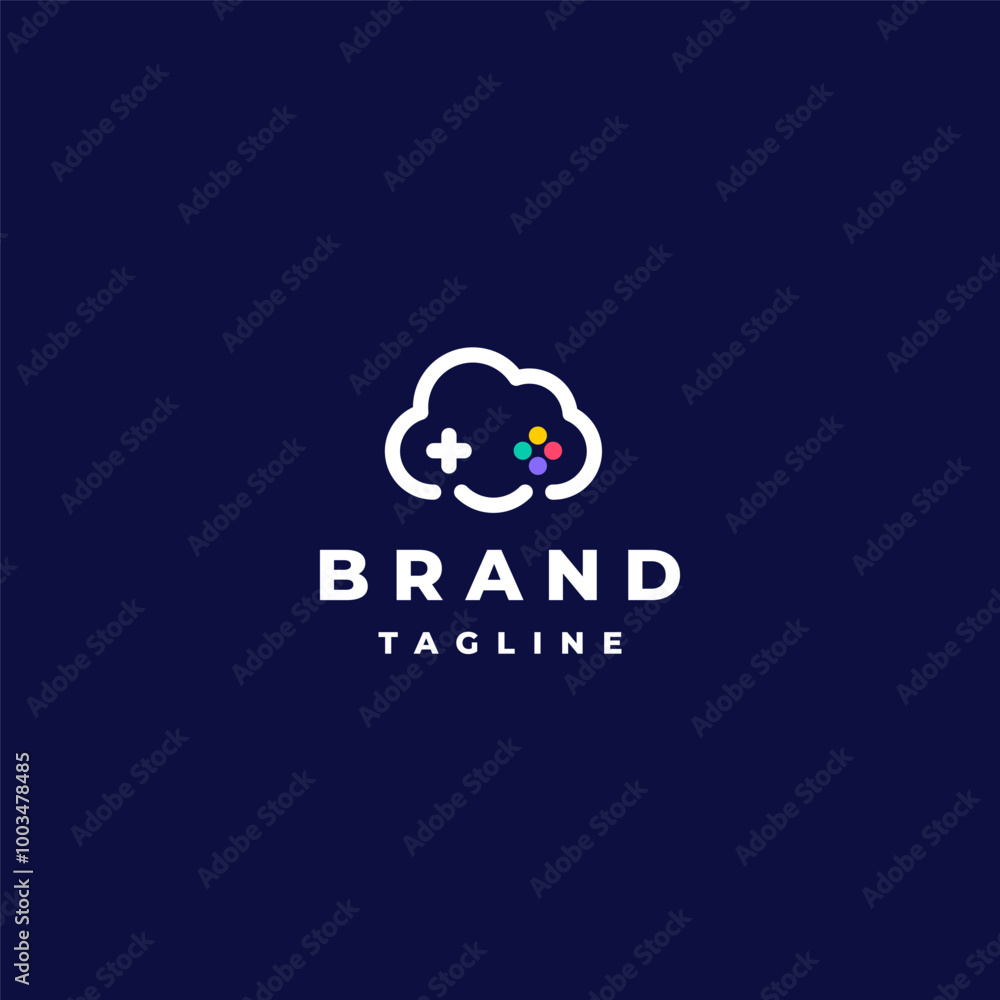 Simple Smile Cloud Game Logo Design. Cloud And Smile Symbol With Game Play Button Icon Inside. Simple Smile Cloud Game Logo Design. Cloud And Smile Symbol With Game Play Button Icon Inside.