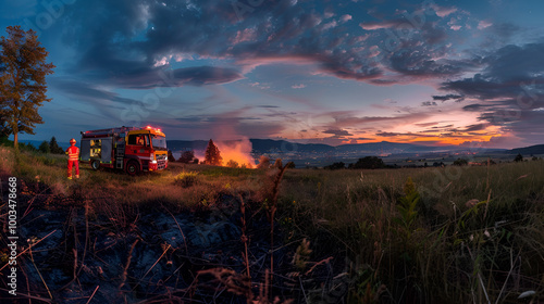 Firefighter panorama in the mountains