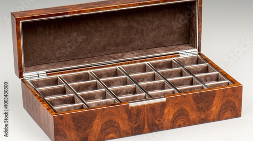 Elegant Wooden Box with Divided Compartments