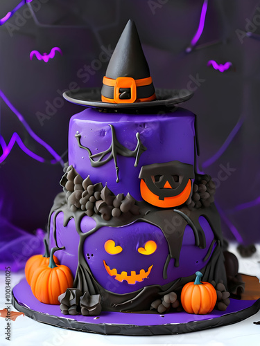 Halloween grape cake Generrative AI photo