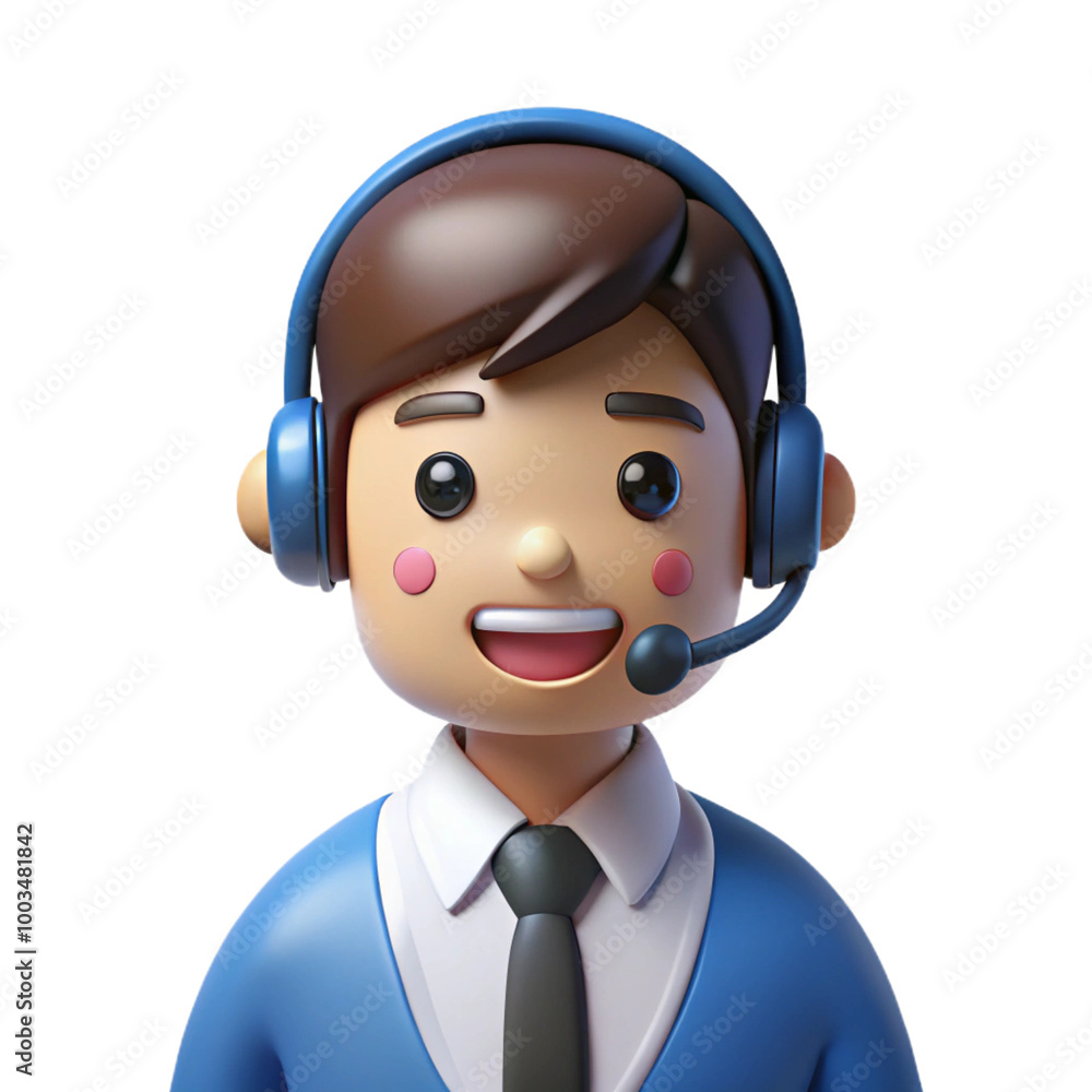 Virtual assistants 3d cartoon style illustration