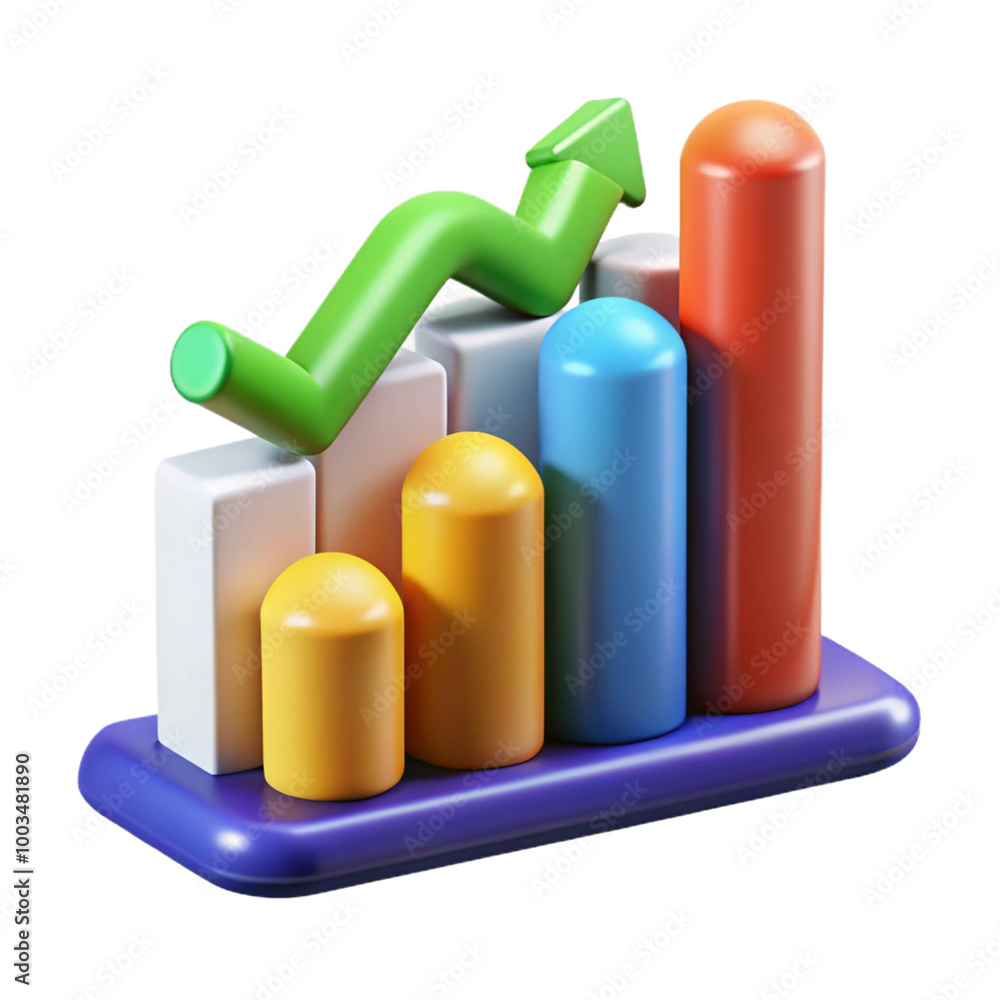 Market trends 3d cartoon style illustration Market trends 3d cartoon style illustration
