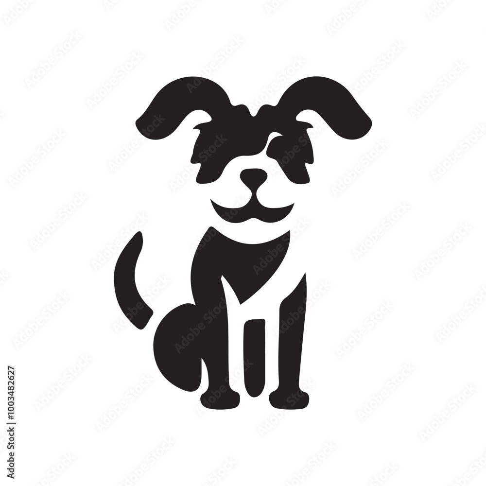Dog Silhouette Vector Icon of Canine Pet in Simple Black and White Style. Dog Silhouette Vector Icon of Canine Pet in Simple Black and White Style.