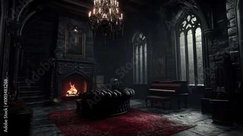Dark and Mysterious Gothic Mansion Interior