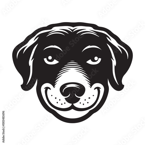 Chesapeake Bay Retriever Dog Face Clipart Design - Dog Face Logo - Chesapeake Bay Retriever Vector illustration in black and white

