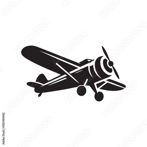 old plane vector silhouette icon