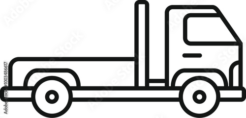 Simple line icon of a tow truck, a symbol of vehicle assistance and roadside recovery