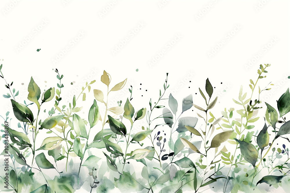 custom made wallpaper toronto digital Beautiful watercolor floral compositions featuring leaves and herbs in botanical style