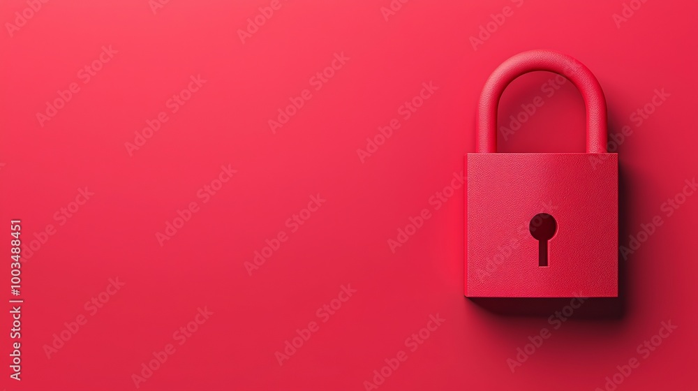 A vibrant red padlock on a matching red background, symbolizing security and protection. A vibrant red padlock on a matching red background, symbolizing security and protection.