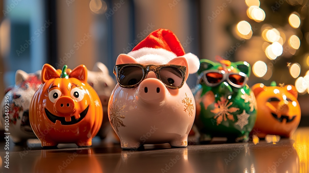Obraz premium Festive Piggy Bank 