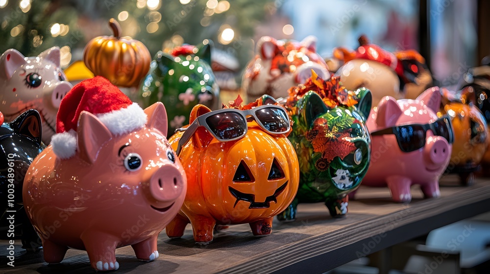 Obraz premium Festive Piggy Bank 