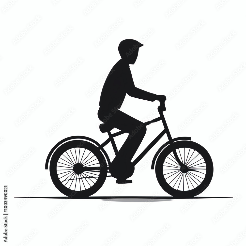 Fototapeta premium A male riding a bike black vector silhouette illustration icon logo symbol clip art element design